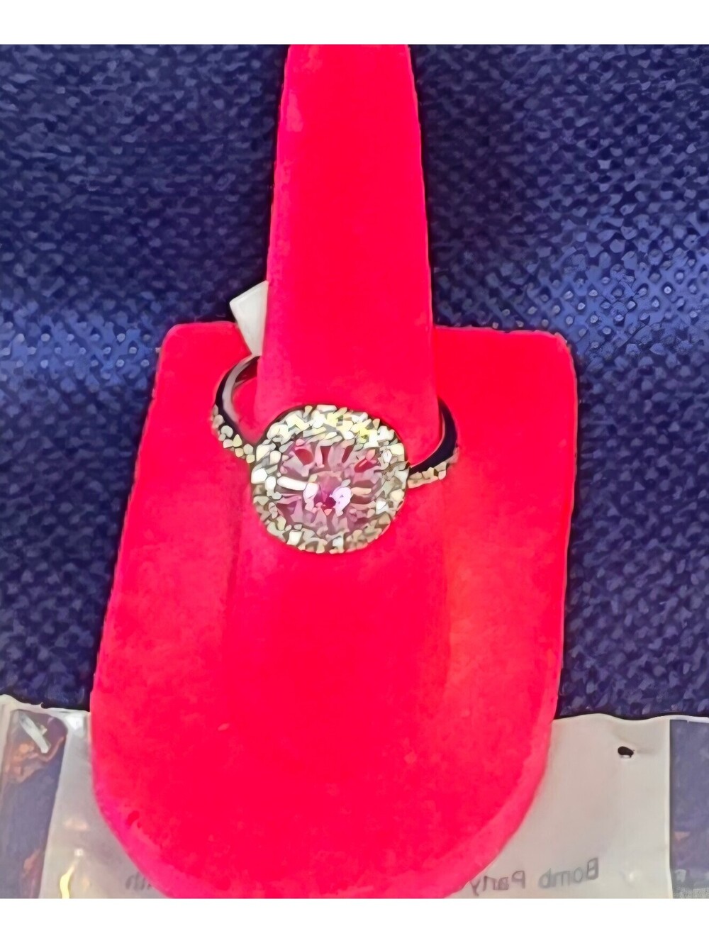 Bomb Party Lab-Created Pink Sapphire Ring with Hematite Plating Size 8
